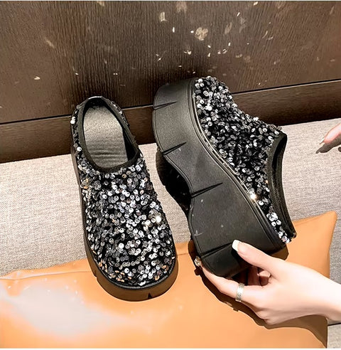 New Bling Chunky High Heel Style Round Toe Slide Mule Platform Sandals CODE: KAR3421