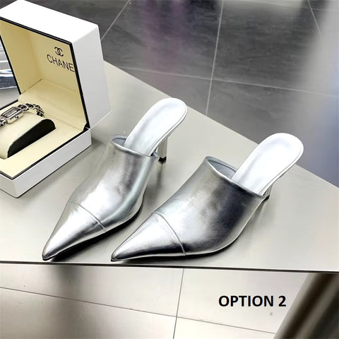 New Fashion Thin Low Pointed Toe Design Slip On Mules Slides Heels CODE: KAR3423
