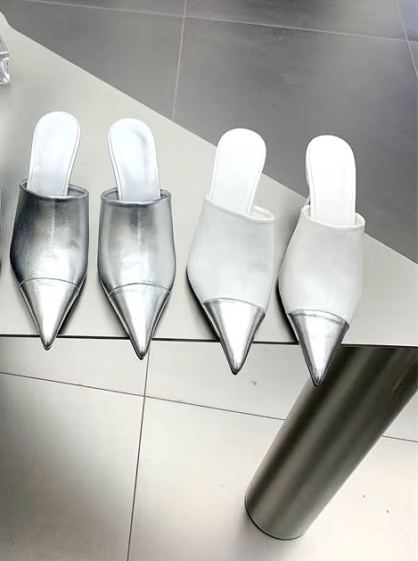 New Fashion Thin Low Pointed Toe Design Slip On Mules Slides Heels CODE: KAR3423