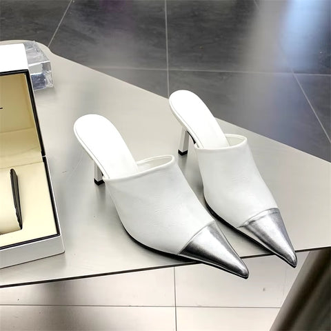 New Fashion Thin Low Pointed Toe Design Slip On Mules Slides Heels CODE: KAR3423