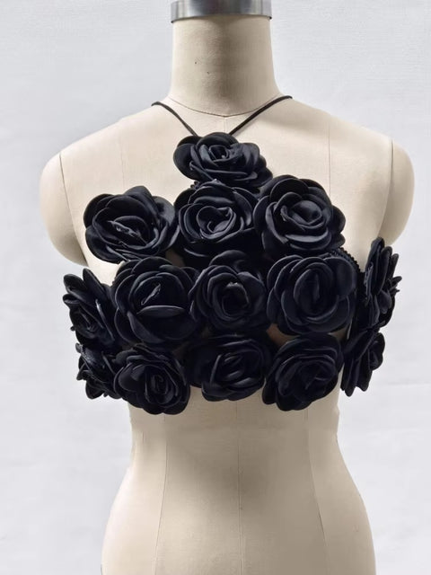 New Sexy Patchwork Flower Crop Lace-Up Backless Design Floral Vest Top CODE: KAR3430