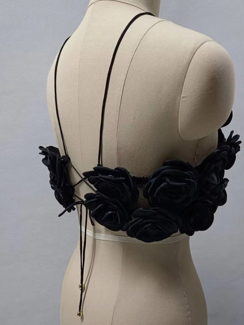 New Sexy Patchwork Flower Crop Lace-Up Backless Design Floral Vest Top CODE: KAR3430