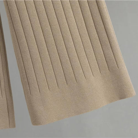 New V Neck Single-breasted Waistcoat Elastic Waist Wide Leg Long Trouser 3 Pcs Set CODE: KAR3435