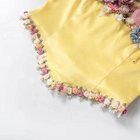 New Sexy Satin Aesthetic Flowers Corset Crop Elegant Sleeveless Backless Tank Top CODE: KAR3436