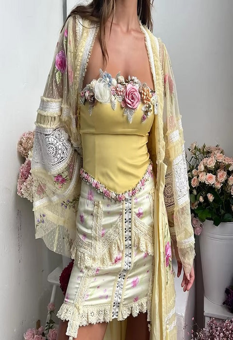 New Sexy Satin Aesthetic Flowers Corset Crop Elegant Sleeveless Backless Tank Top CODE: KAR3436