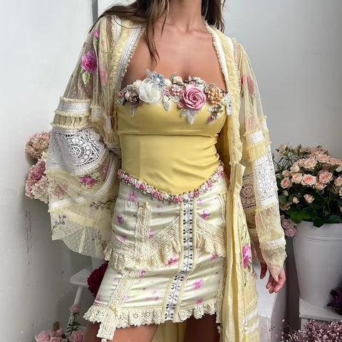 New Sexy Satin Aesthetic Flowers Corset Crop Elegant Sleeveless Backless Tank Top CODE: KAR3436