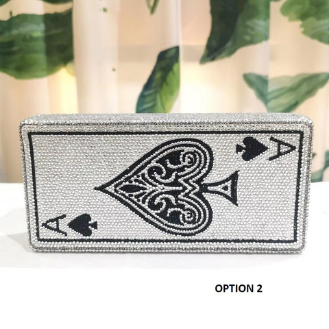 New Luxury Fashion Square Shape Rhinestone Gemstone Clutch Handbags CODE: KAR3438