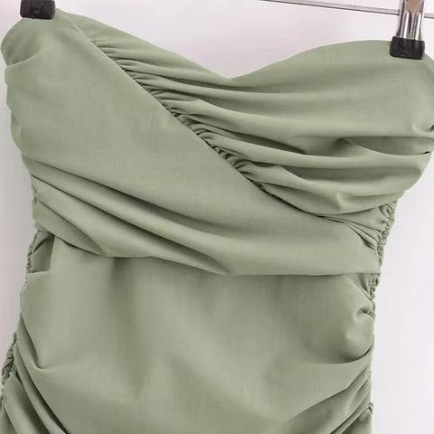 Sexy Ruffles Solid Strapless Backless Bodysuit High Waist Skirt Set CODE: KAR3439