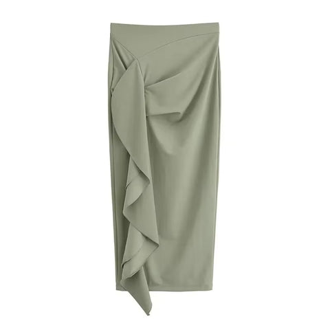 Sexy Ruffles Solid Strapless Backless Bodysuit High Waist Skirt Set CODE: KAR3439