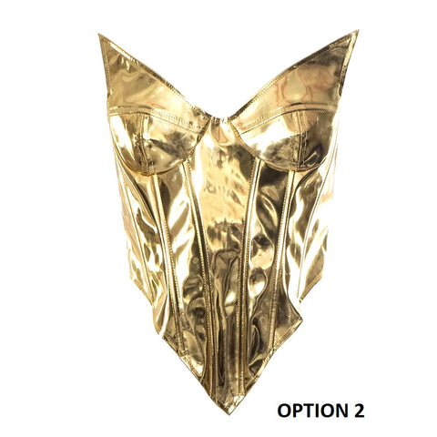 New Shiny Bustier Bright Crown Girdle Slimming Waist Strapless Low-cut Corset Top CODE: KAR3446