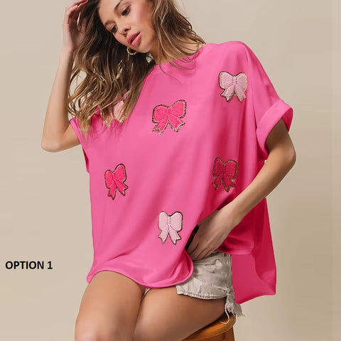 New Summer Glitter  Patchwork Slim Short Sleeve Streetwear Top CODE: KAR3448