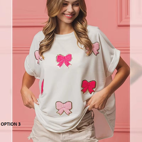 New Summer Glitter  Patchwork Slim Short Sleeve Streetwear Top CODE: KAR3448