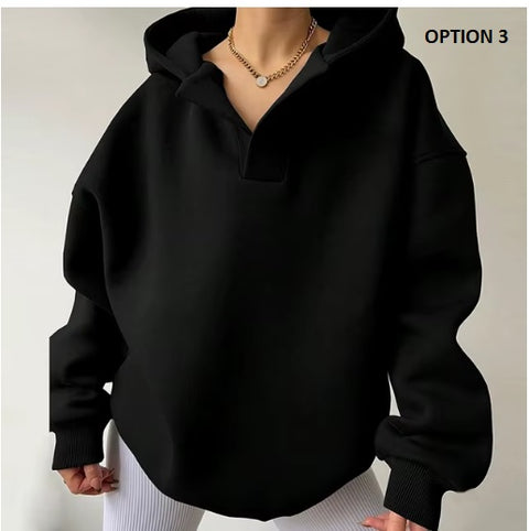New Winter Autumn Long Sleeved Warm Thick Loose Hooded Pullovers CODE: KAR3454