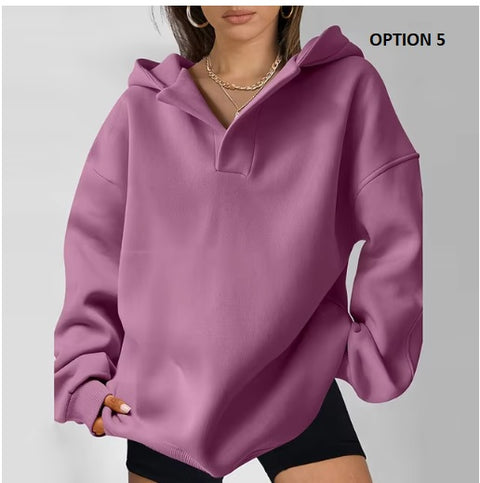 New Winter Autumn Long Sleeved Warm Thick Loose Hooded Pullovers CODE: KAR3454