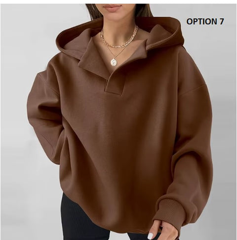 New Winter Autumn Long Sleeved Warm Thick Loose Hooded Pullovers CODE: KAR3454