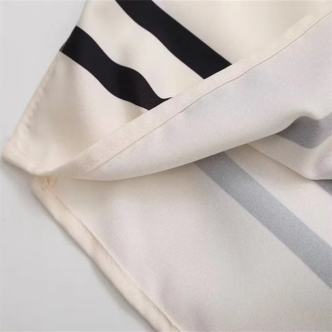 New Elegant Print Casual Spring Lapel Long Sleeve Shirt Wide Leg Trouser Soft Set CODE: KAR3458