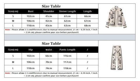 New Elegant Print Casual Spring Lapel Long Sleeve Shirt Wide Leg Trouser Soft Set CODE: KAR3458
