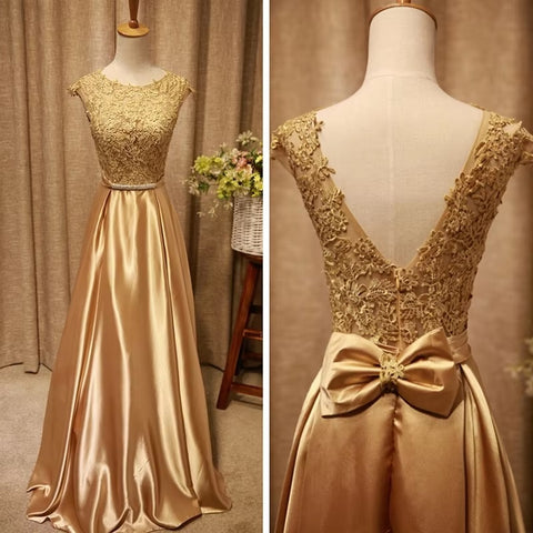 New Floor Length Backless Lace Bridesmaid With Bow Long Dress CODE: KAR3461