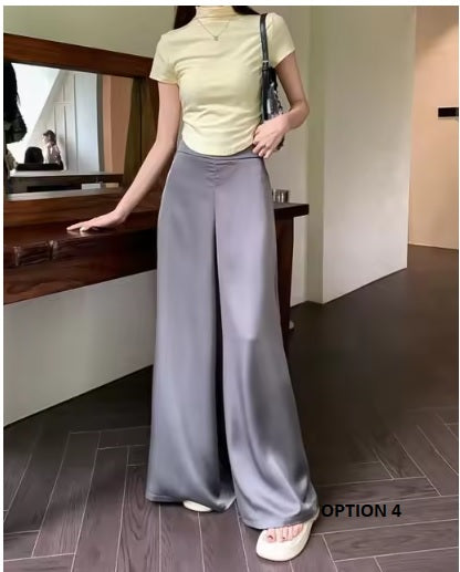 New Elegant  Wide Leg High Waist Loose Full Length Pants CODE: KAR3462