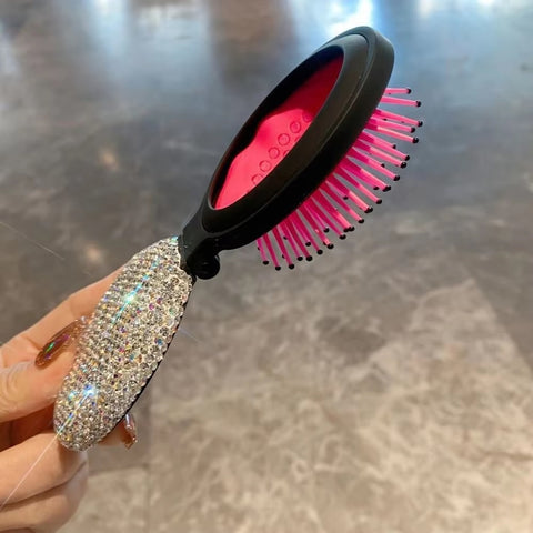 New Sparkling Diamond Bling Rhinestone Mini Portable Folding Comb Mirror Hair Brush CODE: KAR3469