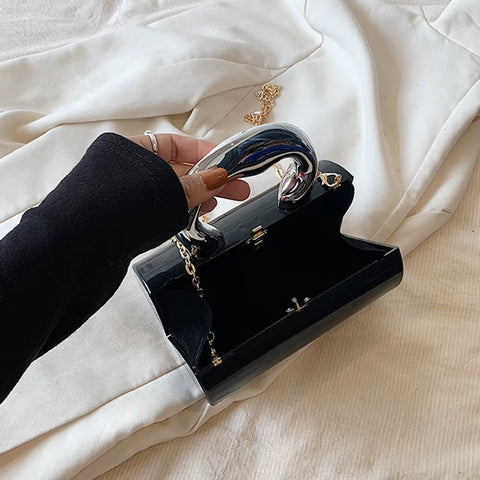 New Solid Color Metal Handles Wallet  Handbag CODE: KAR3470