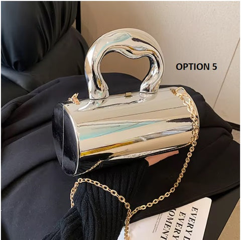 New Solid Color Metal Handles Wallet  Handbag CODE: KAR3470