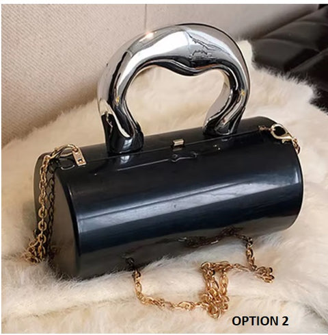 New Solid Color Metal Handles Wallet  Handbag CODE: KAR3470
