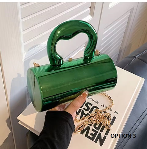New Solid Color Metal Handles Wallet  Handbag CODE: KAR3470