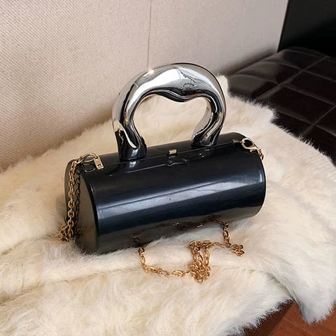New Solid Color Metal Handles Wallet  Handbag CODE: KAR3470