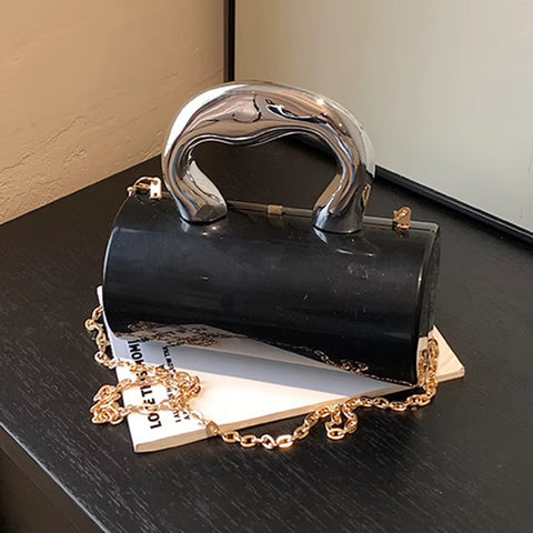 New Solid Color Metal Handles Wallet  Handbag CODE: KAR3470