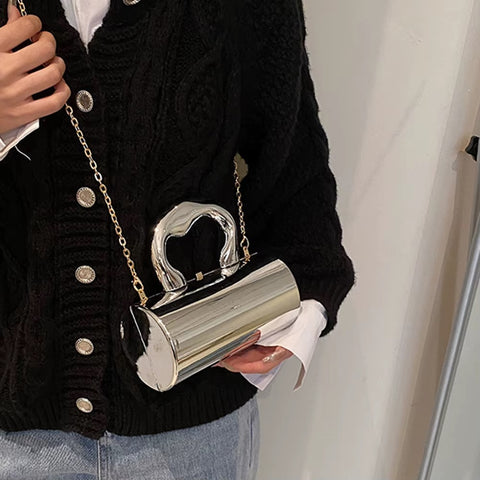 New Solid Color Metal Handles Wallet  Handbag CODE: KAR3470