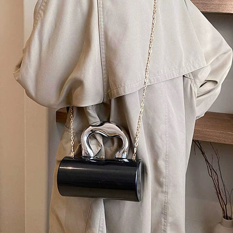 New Solid Color Metal Handles Wallet  Handbag CODE: KAR3470