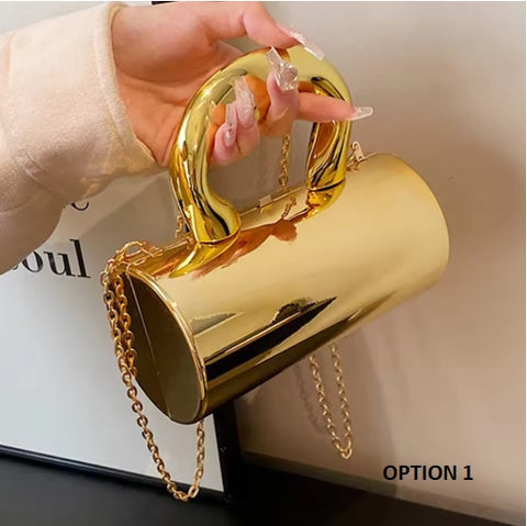 New Solid Color Metal Handles Wallet  Handbag CODE: KAR3470