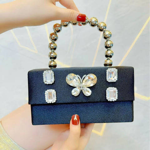 New fashion small square diamond inlaid butterfly rhinestone handbag CODE: KAR3471