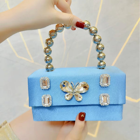 New fashion small square diamond inlaid butterfly rhinestone handbag CODE: KAR3471