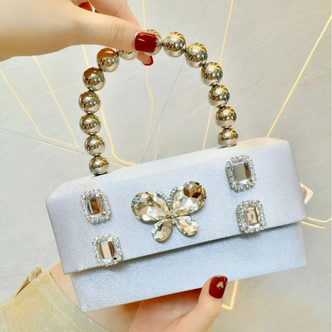 New fashion small square diamond inlaid butterfly rhinestone handbag CODE: KAR3471