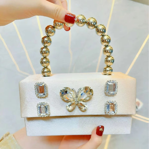 New fashion small square diamond inlaid butterfly rhinestone handbag CODE: KAR3471