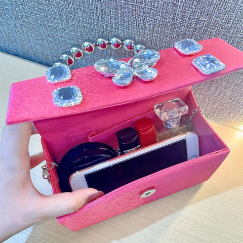 New fashion small square diamond inlaid butterfly rhinestone handbag CODE: KAR3471