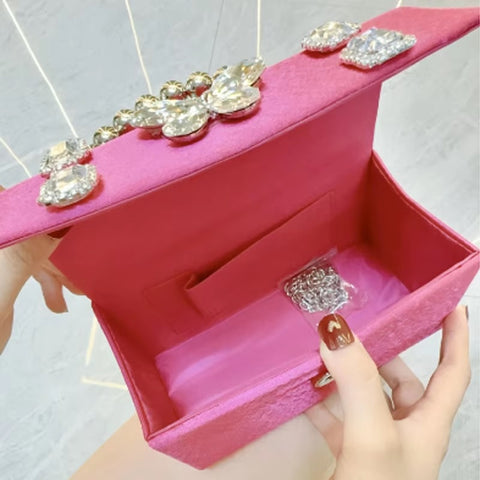 New fashion small square diamond inlaid butterfly rhinestone handbag CODE: KAR3471