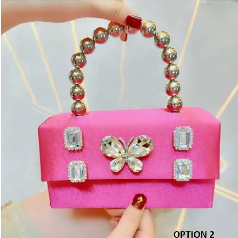 New fashion small square diamond inlaid butterfly rhinestone handbag CODE: KAR3471