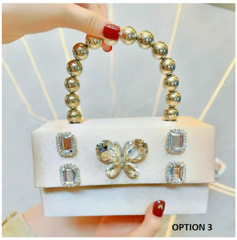 New fashion small square diamond inlaid butterfly rhinestone handbag CODE: KAR3471