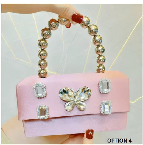 New fashion small square diamond inlaid butterfly rhinestone handbag CODE: KAR3471