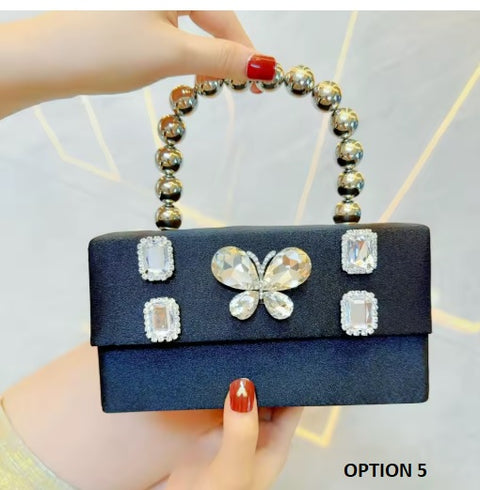 New fashion small square diamond inlaid butterfly rhinestone handbag CODE: KAR3471