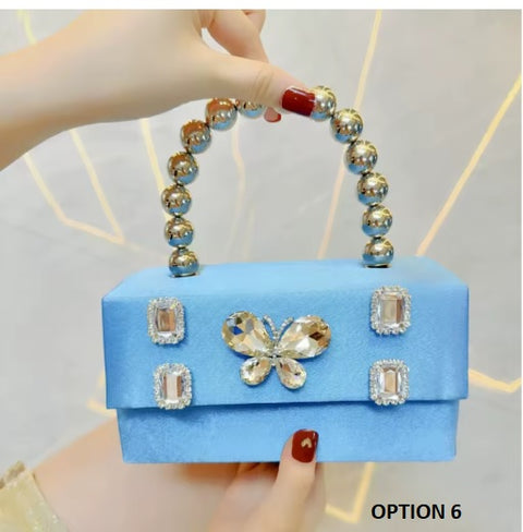 New fashion small square diamond inlaid butterfly rhinestone handbag CODE: KAR3471