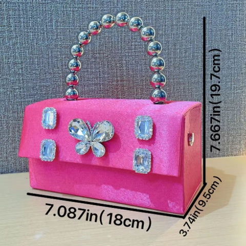 New fashion small square diamond inlaid butterfly rhinestone handbag CODE: KAR3471