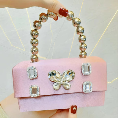 New fashion small square diamond inlaid butterfly rhinestone handbag CODE: KAR3471