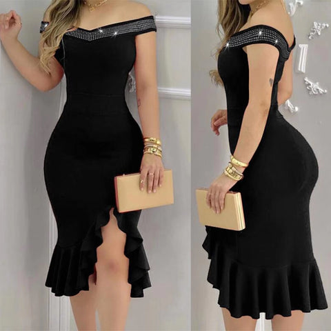 New Casual Summer Plain Shoulder Loose Solid Ruffle Mini Dress CODE: KAR3476