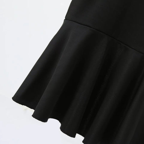 New Casual Summer Plain Shoulder Loose Solid Ruffle Mini Dress CODE: KAR3476