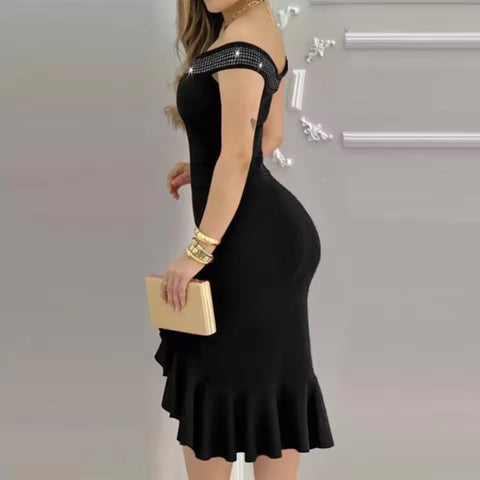 New Casual Summer Plain Shoulder Loose Solid Ruffle Mini Dress CODE: KAR3476