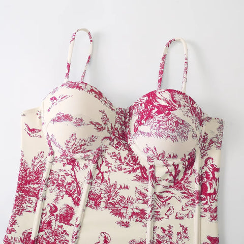 New Print Sexy Beach Swimwears Strap Two-piece Suit CODE: KAR3481